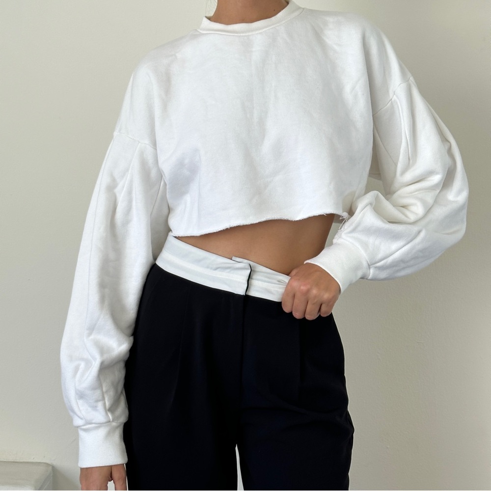 Twenty White Cropped Sweatshirt